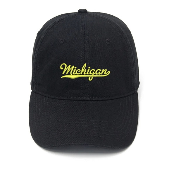 Michigan Embroidered Velcro Black Hat: Stylish Headwear for Wolverines Fans - Picture 1 of 2